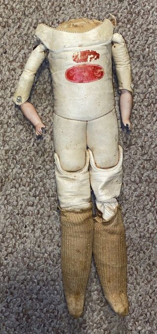 Antique Florodora Leather Doll Body Germany 15” Body Only