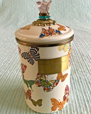 Mackenzie - Childs Butterfly Garden Canister Large 10 " Tall Retired Pattern Rare