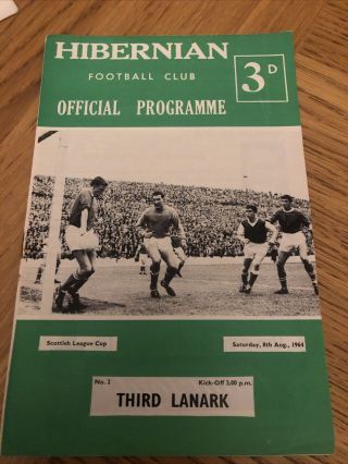 Hibernian V Third Lanark 8/8/64 1964 Rare Match Programme Hibs