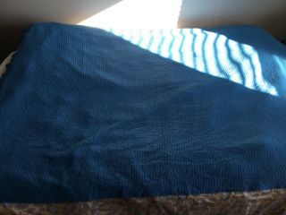 Vintage RARE Blue Satin Edge Waffle Weave Acrylic Thermal Blanket 70x84 Twin - Ful 3