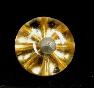 Antique Vtg Button Golden Yellow Glass Paperweight W/a Silver Bk Pin Shank J5