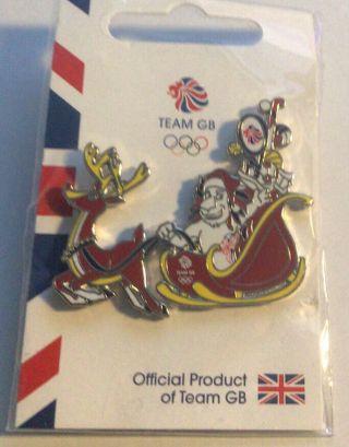 Very Rare London 2012 Olympic Games 2012 Pin Badge Team Gb Xmas Santa Sleigh