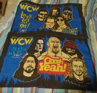 2 Vintage 1998 Wcw Nwo World Championship Wrestling Pillow Case Hulk Hogan Rare