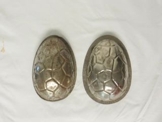 Vintage Antique Tin Metal Candy Chocolate Mold Easter Egg Turtle 7 " Shell Set