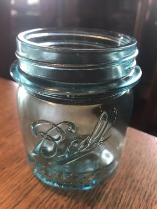 Rare Vintage Half Pint Blue Ball Perfect Mason Fruit Canning Jar & Lid Scranton