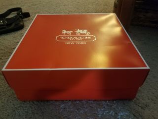 Rare Red Coach Gift Box,  14 " X 15 " X 5.  5 "
