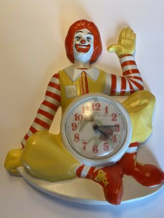 Rare Vintage Ronald Mcdonald Wall Clock 1981 Mcdonalds Fast