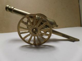 Vintage Solid Brass Cannon 5 " Barrel 2 3/4 " Wheels