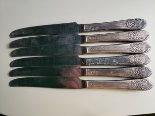 6 Antique Vintage Collectible Knives 9 " Silver Plate - Hollow Handle