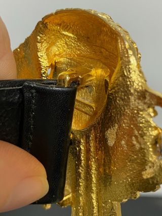 Vtg RARE Designer Signed CADORO Gold Tone Egyptian King Tut Belt Buckle 2