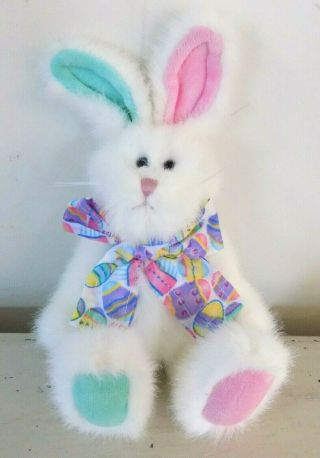 Boyds Small Jointed White Easter Bunny Rabbit With Egg Bow Tie Vtg