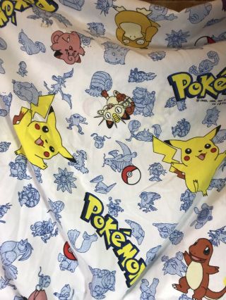 Vintage 1995 Pokemon Characters Twin Size Fitted Sheet