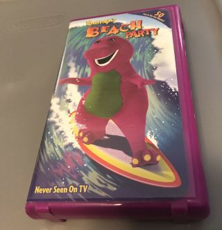 Barney’s Beach Party Vhs Tape Vintage 90s Barney Movie Hard Clam Shell Case