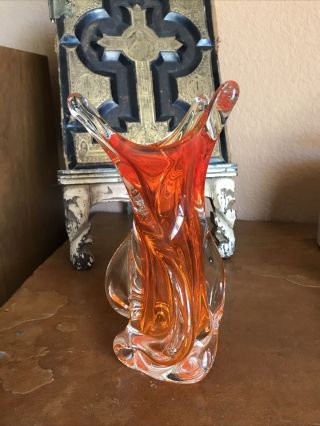 Rare Vintage Signed Chalet Art Glass Crimson Large Vase