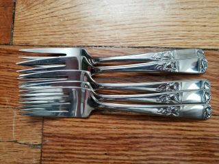 6 Antique Vintage Collectable Hull Lifetime Stainless Steel Forks 6.  25 " - Deluxe
