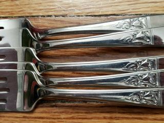 6 ANTIQUE VINTAGE COLLECTABLE HULL LIFETIME STAINLESS STEEL FORKS 6.  25 