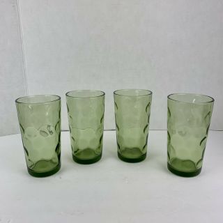 Mid Century 4 Drinking Green Avocado Glass Dot Bubbles Continental Can Co.  Coin