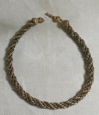 Vintage Monet Goldtone Metal Twisted Rope Link Chain 15.  5 " Necklace
