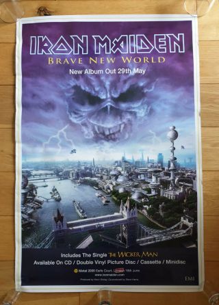 Iron Maiden Brave World Record Company Promo Poster Ultra Rare