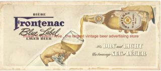 Rare 1930s Canada Frontenac Blue Label Beer 30x13 Inch Trolley Sign Taverntrove
