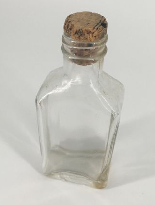 Vintage Clear Glass Cork Top Small Antique Medicine Bottle With Cork Stopper
