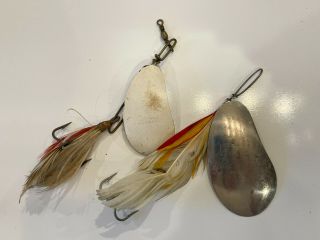 Vintage Fishing Lores.  Metal - Jt Buel (6) & Harder Baits (2)
