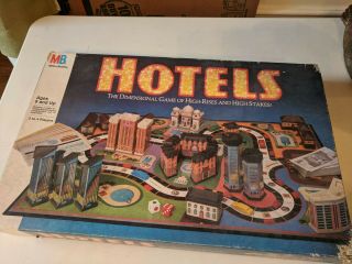 Vintage Rare 1987 Milton Bradley Hotels Board Game Complete