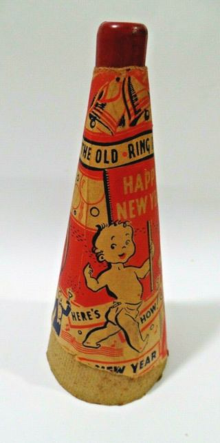 Antique Year Eve Noise Maker Horn Paper / Plastic Ringing In The Year