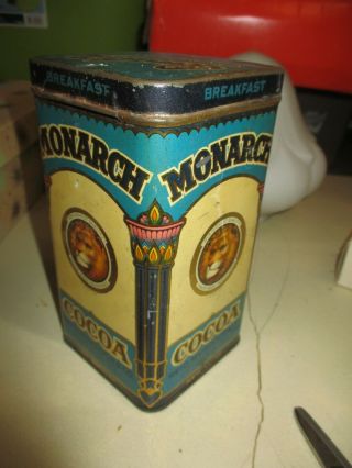 A Antique Monarch Cocoa Hinged Tin Litho Chocolate Can Reid Murdoch Grocery