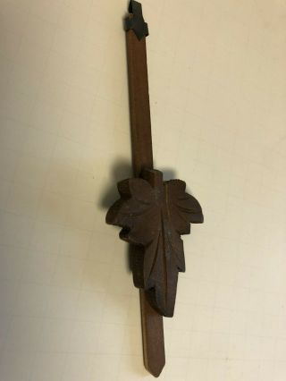 Antique Wooden Oak Leaf Cuckoo Clock Pendulum Part 7 " Black Forest Germany Crack
