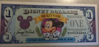Disney 1 Dollar,  1993 " Aa " Series Disneyland Mickey Mouse Rare Mickey 