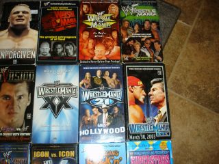 16 RARE WWF WWE VHS Video tapes Wrestlemania 17 18 19 20 21 raw taped from TV 3
