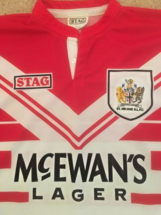 St Helens Vintage Rugby League Shirt Jersey Adult Mcewans Stag Xl 46 " Rare