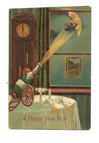 Antique 1909 Happy Year Embossed Post Card/one Cent Stamp