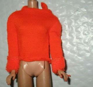 Vintage 1477 Barbie Hurray For Leather 1969 - 1970 Orange Long Sleeve Shirt