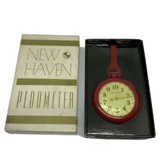 Vintage Haven Mechanical Pedometer,  Rare Red Color Box Watch Clock