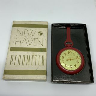 Vintage Haven Mechanical Pedometer,  Rare RED color box Watch Clock 2
