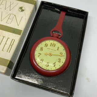 Vintage Haven Mechanical Pedometer,  Rare RED color box Watch Clock 3