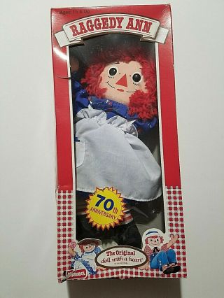 Vintage 1987 Playskool Raggedy Ann 12” Doll 70th Anniversary Box