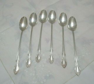 Wm Rogers Silverplate Lady Densmore,  Woodland/basque Rose Iced Tea Spoons 6