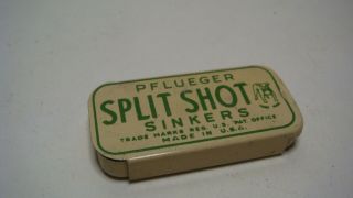 Vintage Fishing Tackle - Pflueger Split Shot Sinker Metal Tin Size Bb W/ Sinkers