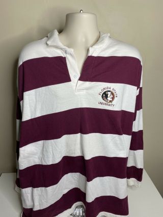 Vintage Florida State University Long Sleeve Rugby Shirt Men’s Size 2xl Xxl Red