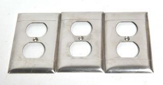 3 Vintage Sierra Industrial Stainless Steel Outlet Plates Architectural Salvage