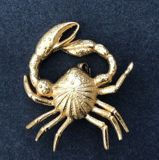 Vintage D Orlan Signed Crab Brooch /pendant Gold Tone