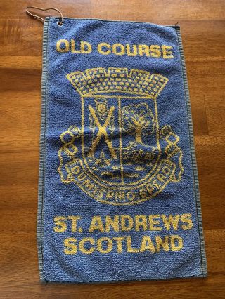 Vintage Blue & Yellow Golf Towel The Old Course St Andrews Scotland W Grommet
