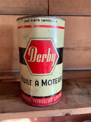 Vintage Imperial Quart Oil Can Very Rare Derby Motor Oil Can National Petroleum