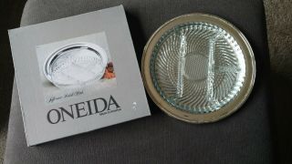 Oneida Jefferson Relish Dish Silverplate Divided Glass Tray - Pre - Owned W/box