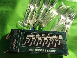 Wm Rogers & Son Silverplated 9pc Enchanted Rose Pc Salad Forks 6 1/8 "