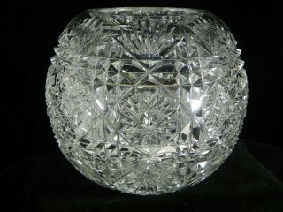 Rare Phoenix Brilliant Cut Glass 5 " Rose Bowl In Jewel Pattern,  C1900,  Very Good