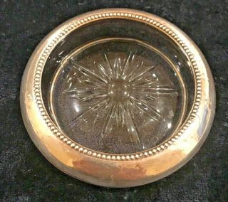 Sterling Silver Rimmed Glass Coaster By Frank M Whiting